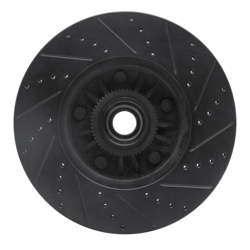 Ford E-150 Club Wagon Brake Rotor (1) - Front Left - R1 Concepts - Drilled & Slotted - Black - `04-`06